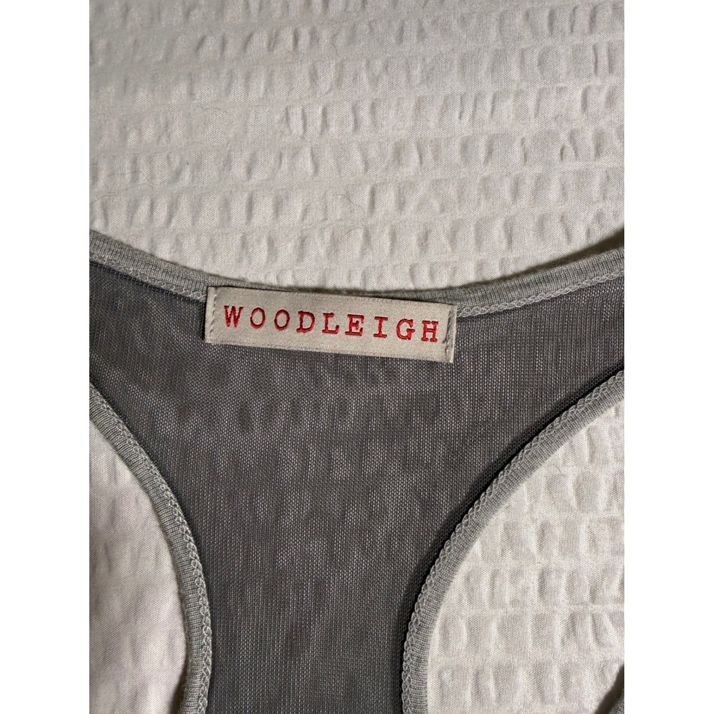Woodleigh Grey Ruched Drawstring Racerback Tank Top Mesh Back Small - Picture 4 of 6